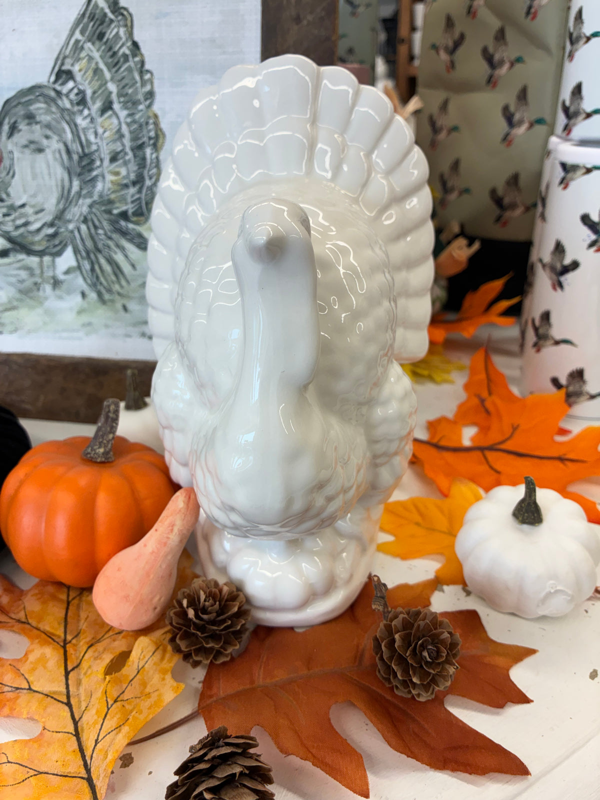 Large White Ceramic Turkey