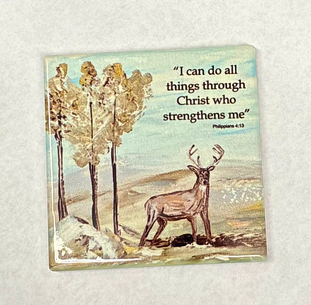 Deer Coaster ‘I Can Do All Things Through Christ’
