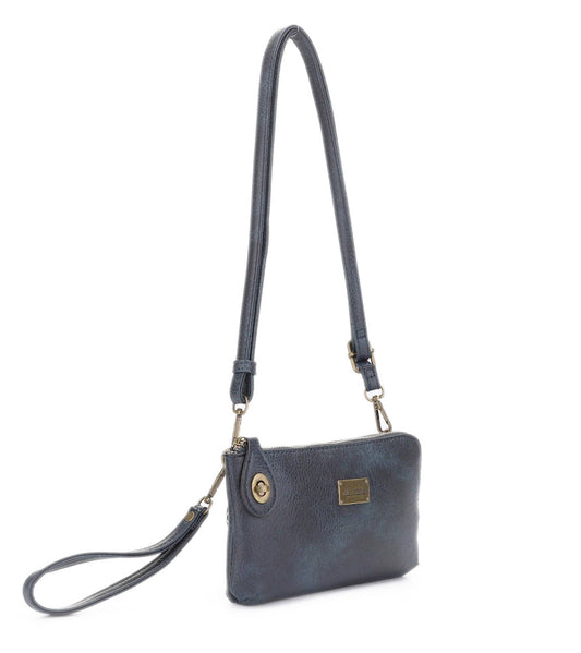 Liz Soto Tina 3307 cross-body, wallet, cell phone and wristlet: Indigo / Cross body