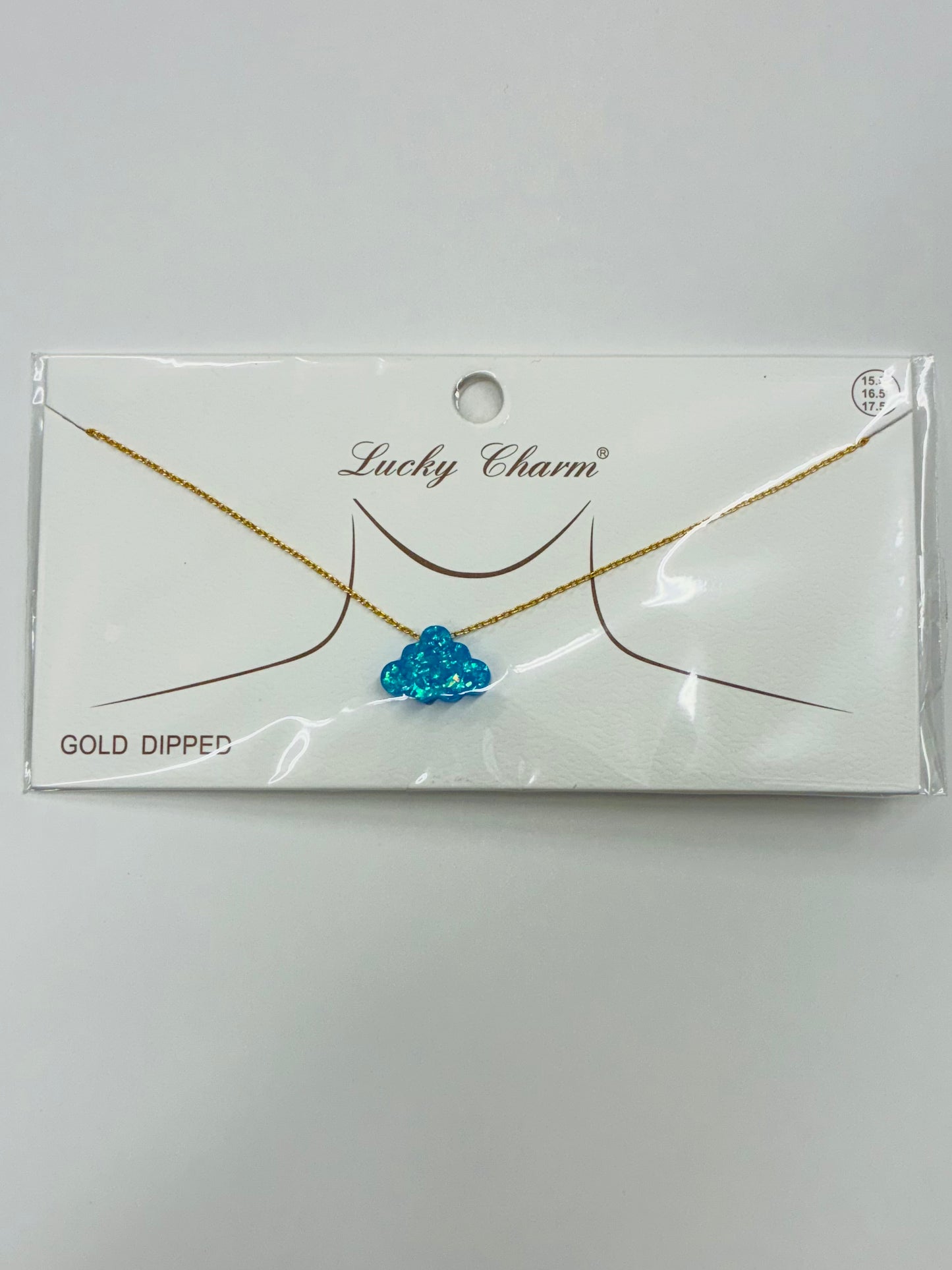 Blue or Pink Opal Cloud Gold Dipped Necklace
