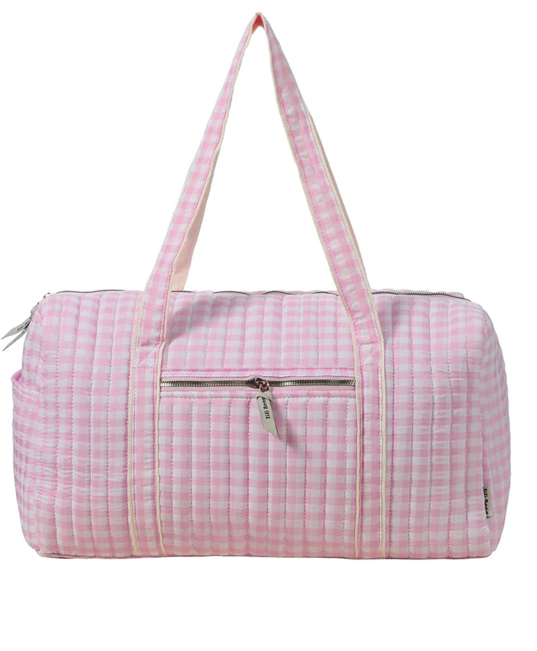Pink Plaid Quilted Weekender Tote Bag
