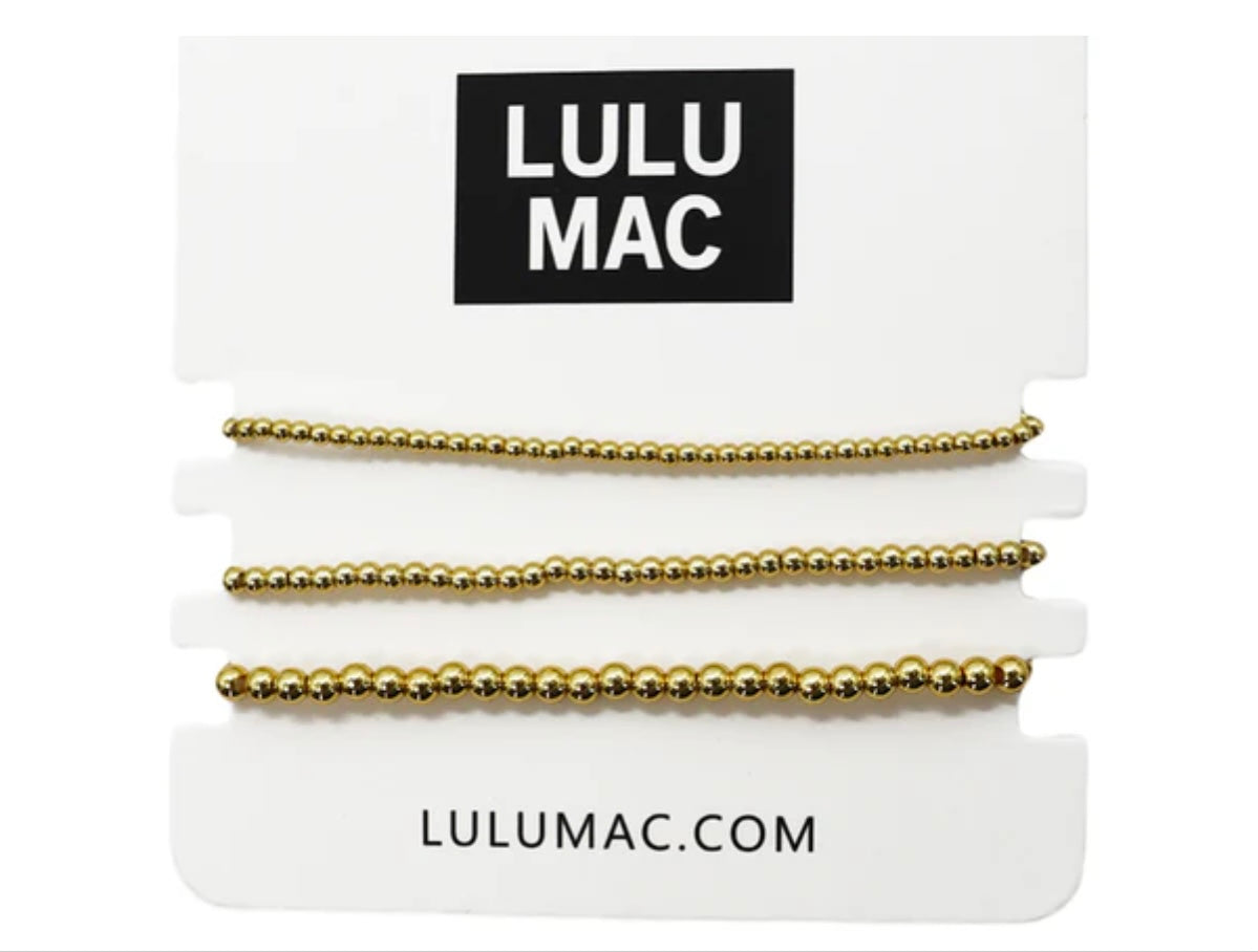 LULU MAC Small 3-Strand  Gold Beaded Bracelets