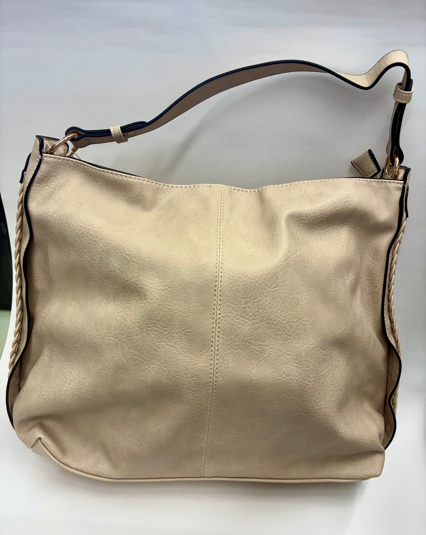 Braided Side Detail Hobo Bag: Nude