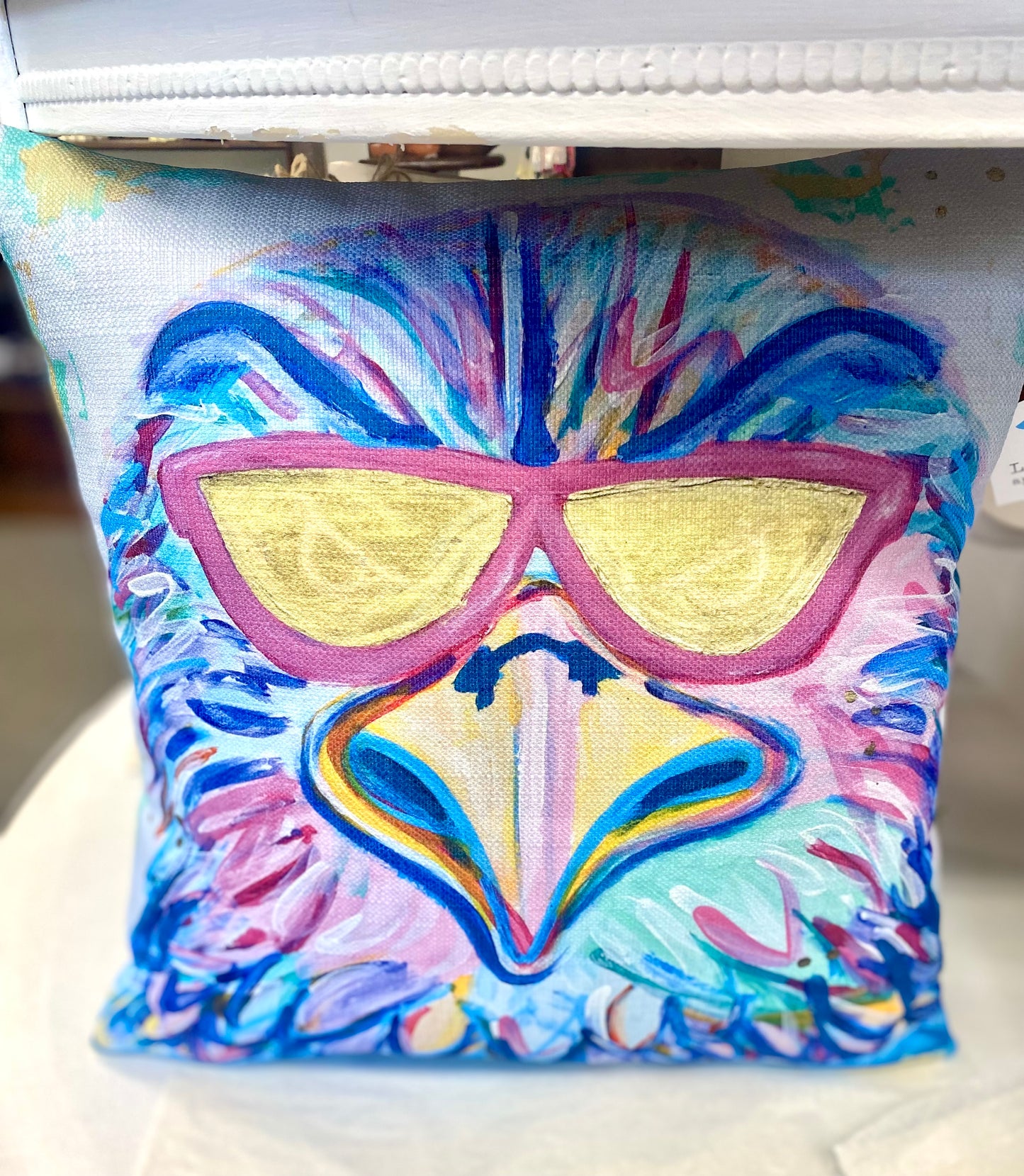 Fun Eagle Square Pillow 18”  Lucky Bird Apparel & Home