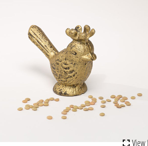 Gold Cast Iron Bird with Crown 4x3x1.5”