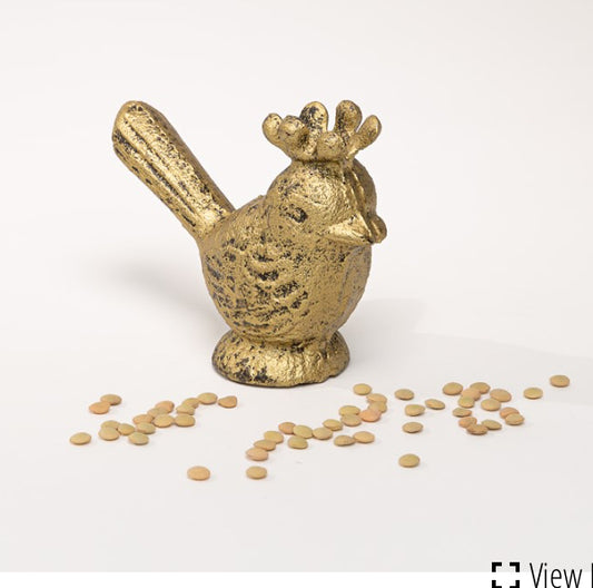 Gold Cast Iron Bird with Crown 4x3x1.5”