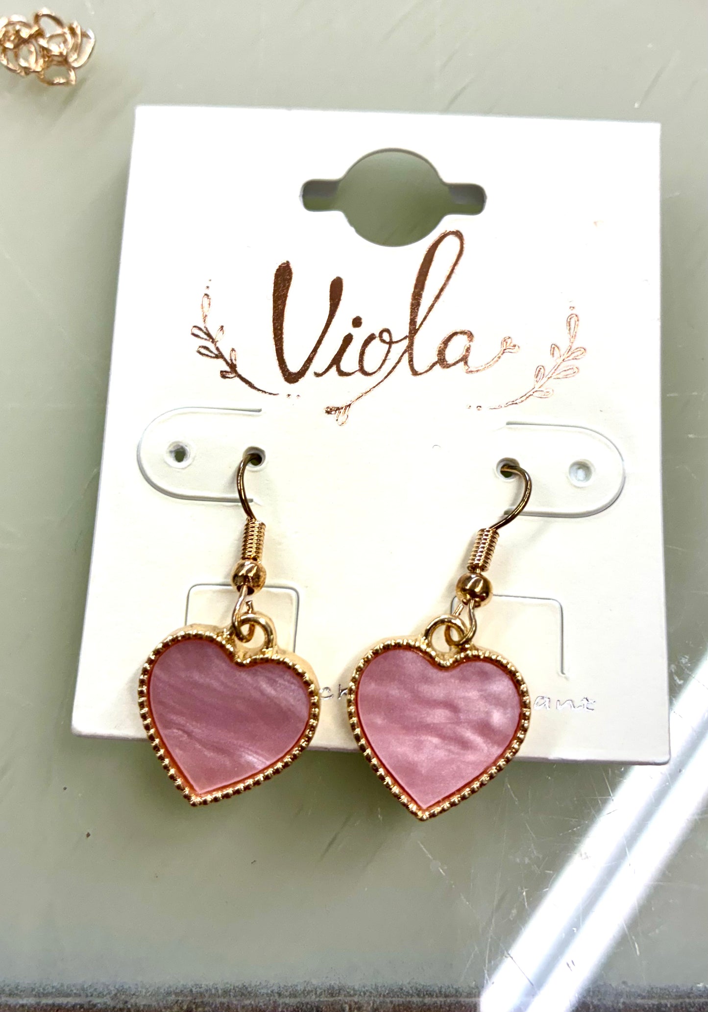 Viola Heart Shaped Dangle Earrings