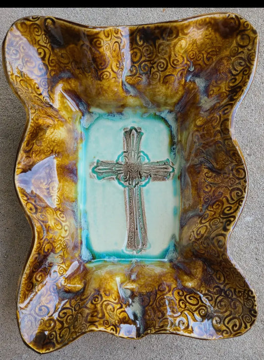 Friendship Bowl (Turquoise Cross Imbed)- Heartfelt Traditions - Store Pickup Only