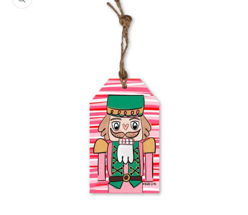 Pink Candy Nutcracker Gift Tag Ornament - Baxter & Me