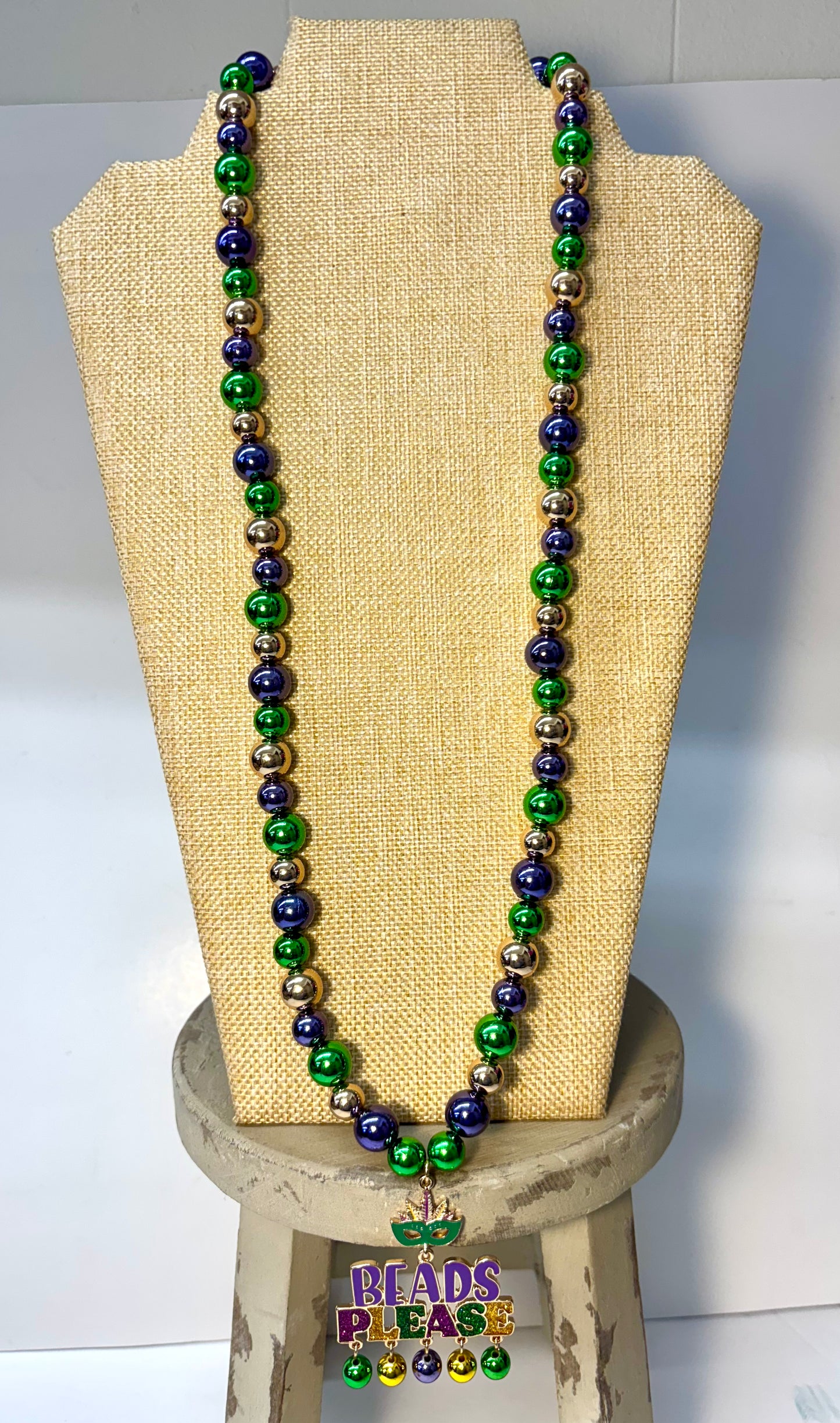 “Beads Please” Long Mardi Gras Necklace 16”