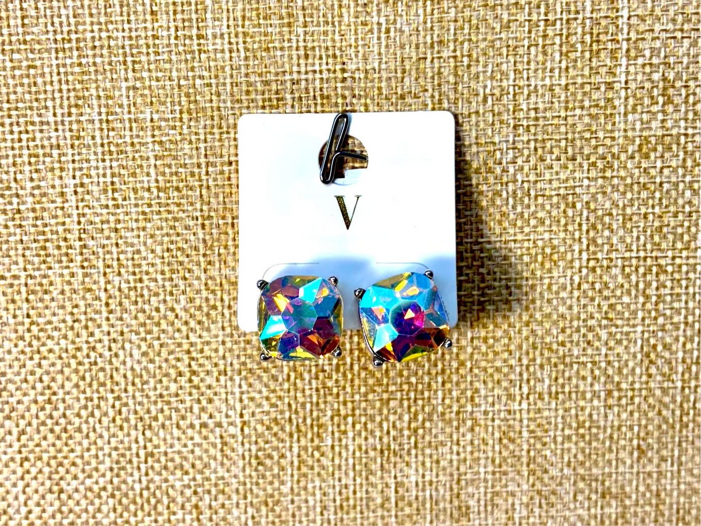 Large Cushion Cut Crystal Studs