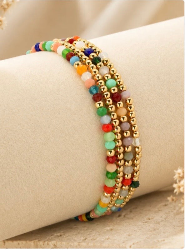 4 Piece CCB Glass Bead Bracelet Multicolor