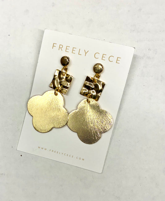 Gold Clover Shaped Earrings - Freely Cece