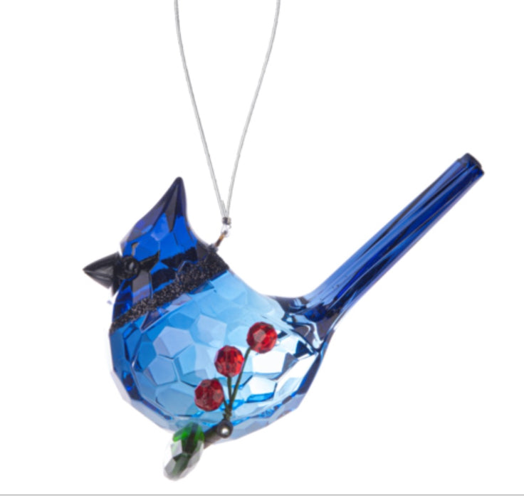 Elegant Berry Blue Jay Ornament - Ganz Crystal Expressions