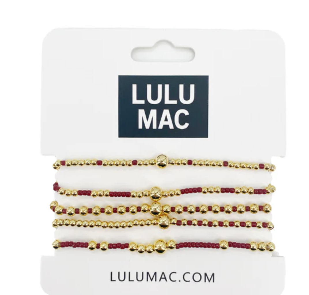 LULU MAC Cardinal & Gold 5-Strand Bracelet