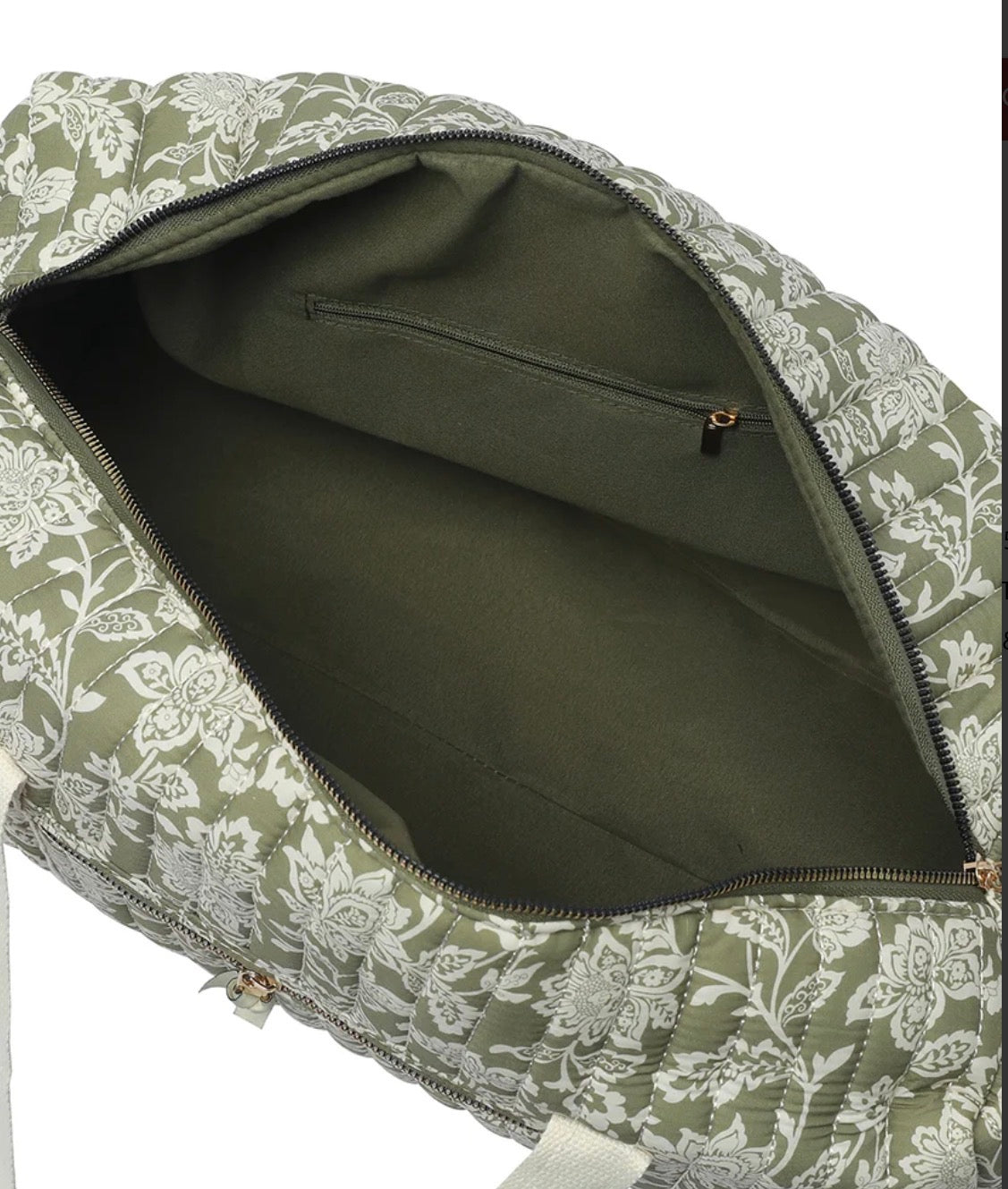Sage Floral Quilted Weekender Tote Bag
