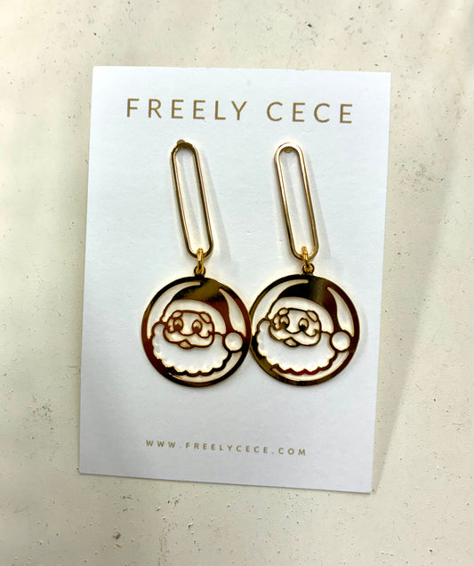 Gold Santa Claus Earrings