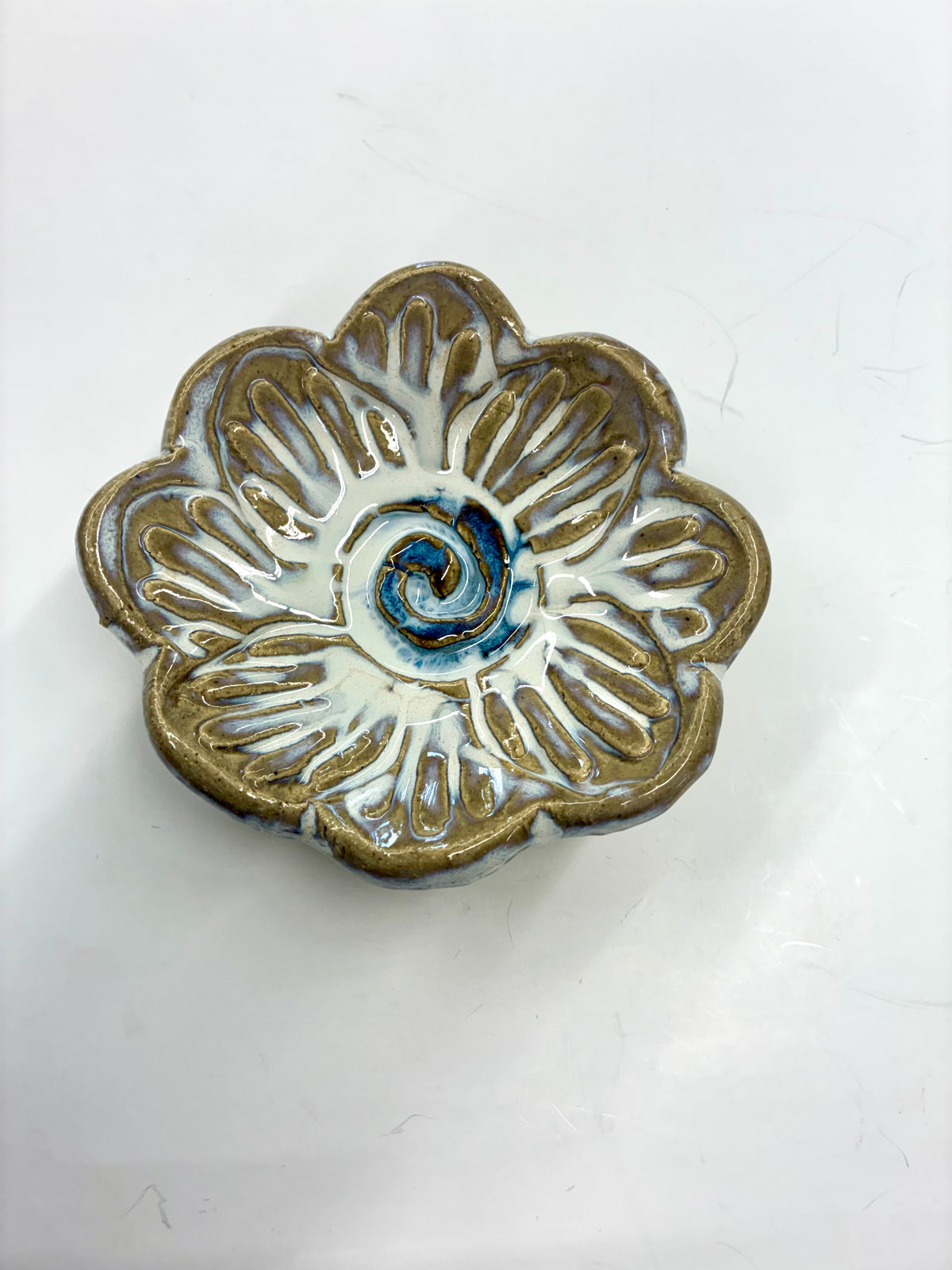 Tiny Flower Dish 4” Round 1” Deep - Tab Boren Pottery #203