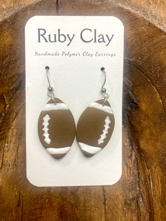 Polymer Football Earrings / Ruby Clay