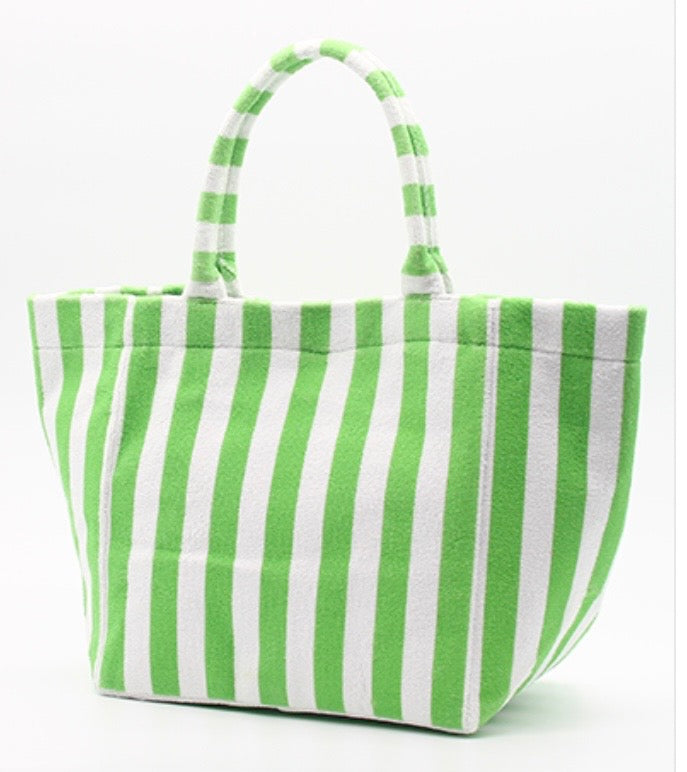Coastal Stripe Beach Tote Bag - Pink, Green, Blue
