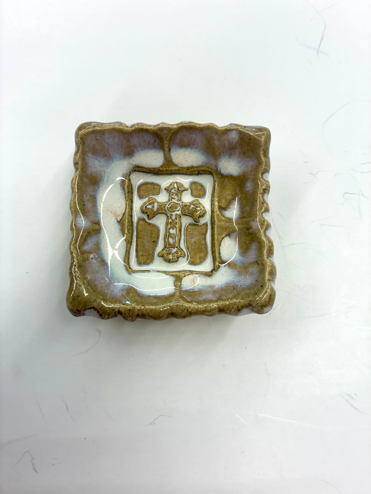Tiny Square Cross Dish 2.5” - Tab Boren Pottery