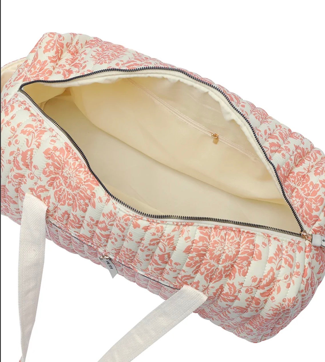 Quilted Floral Pink & White Weekender Tote Bag
