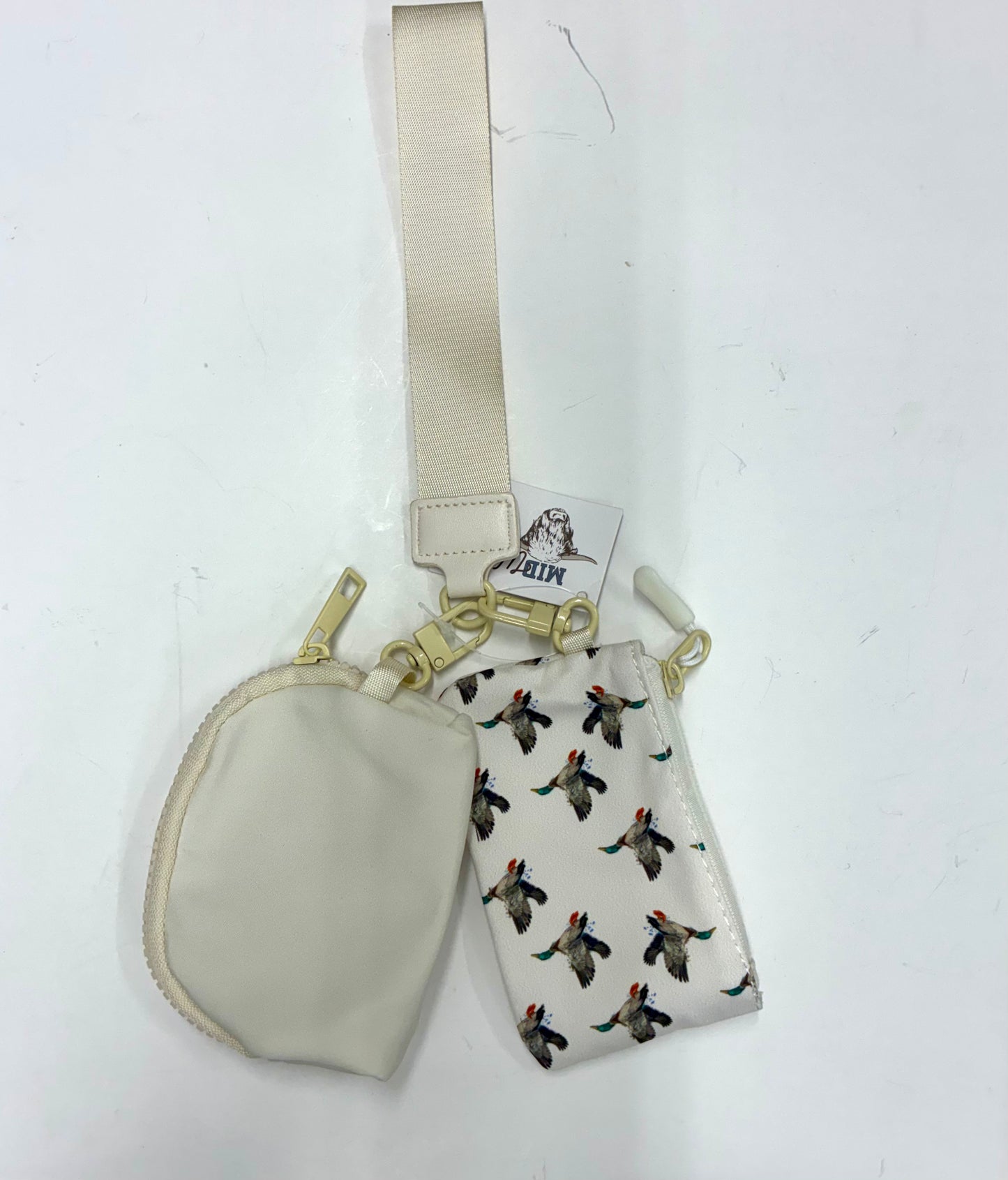 Green or White Mallard Duck Dual Pouch Wristlet