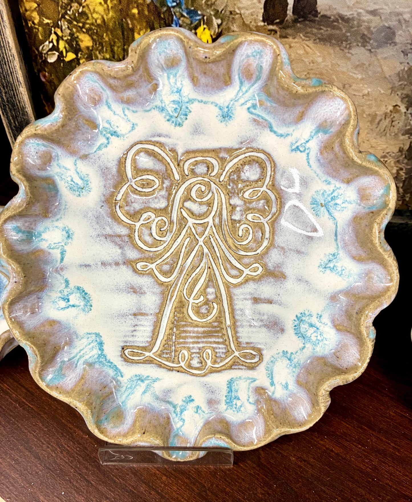 Scalloped Round Angel Dish Tab Boren Pottery