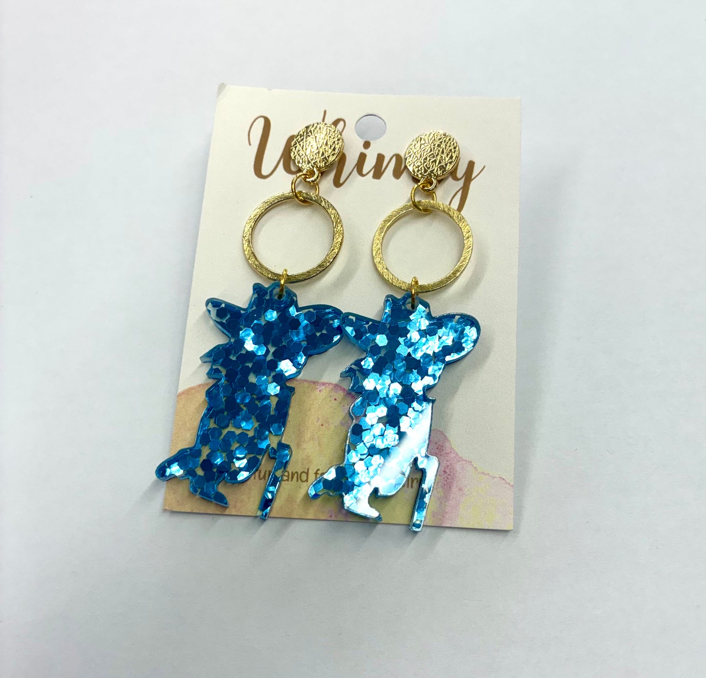 Colonel Rebel Glitter Blue Earrings with Gold