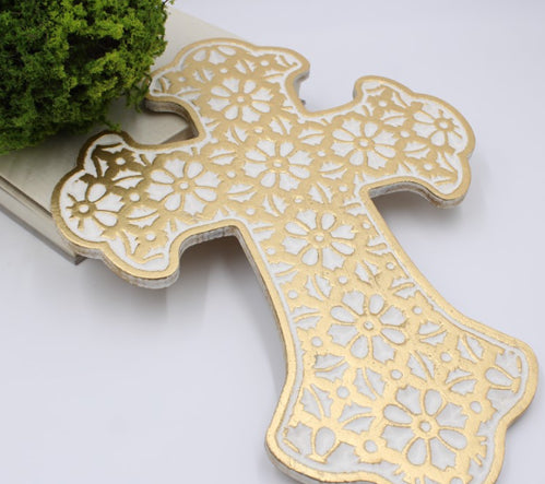Gold Leaf Wood Cross