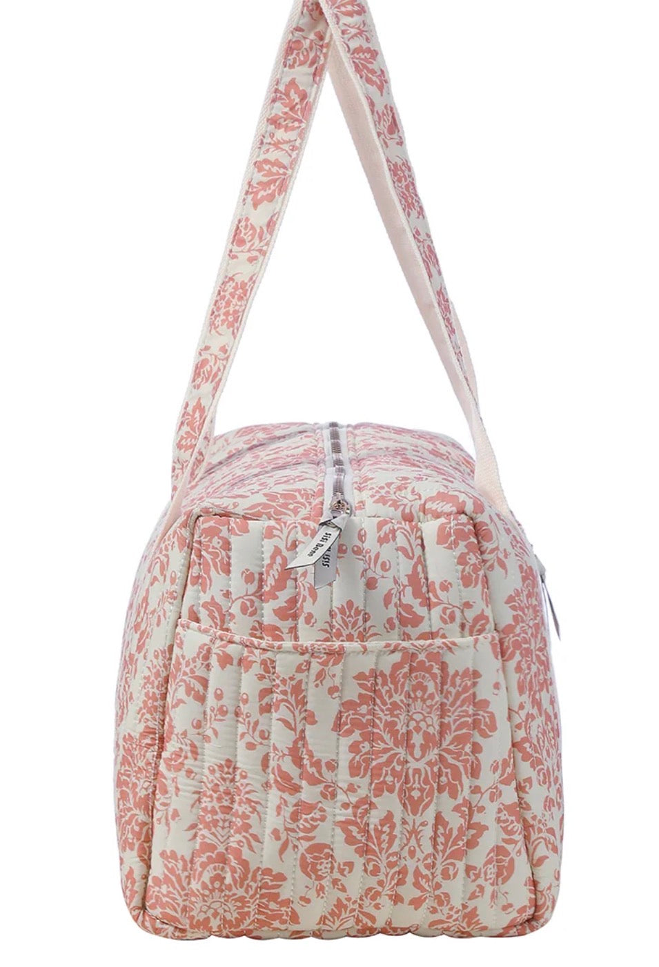 Quilted Floral Pink & White Weekender Tote Bag