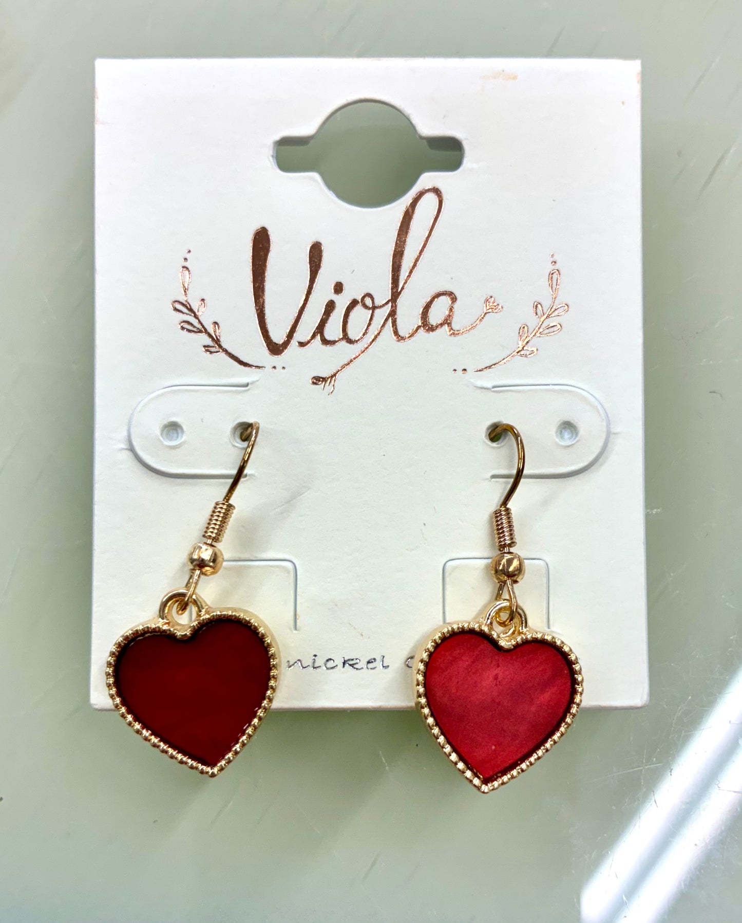Viola Heart Shaped Dangle Earrings