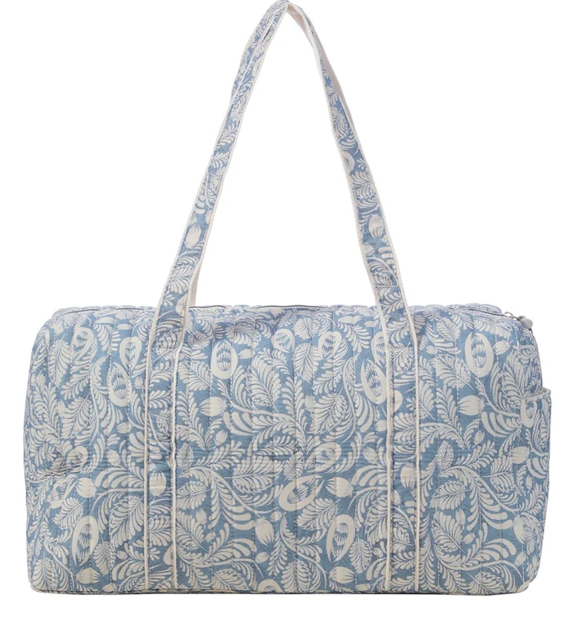 Blue Paisley Quilted Weekender Tote Bag