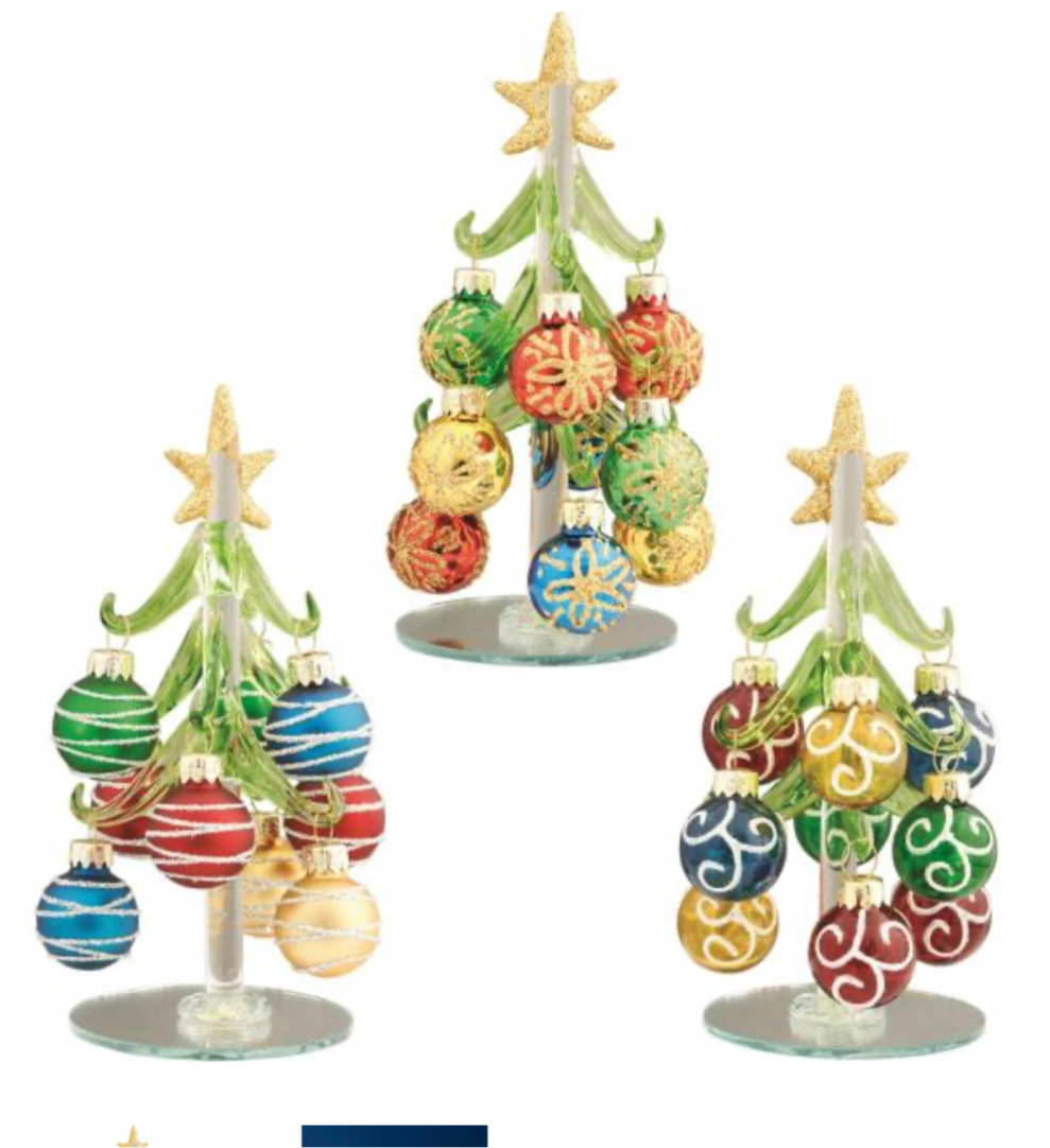 Green Glass Tree 6 Inch Assortment of 3 Styles