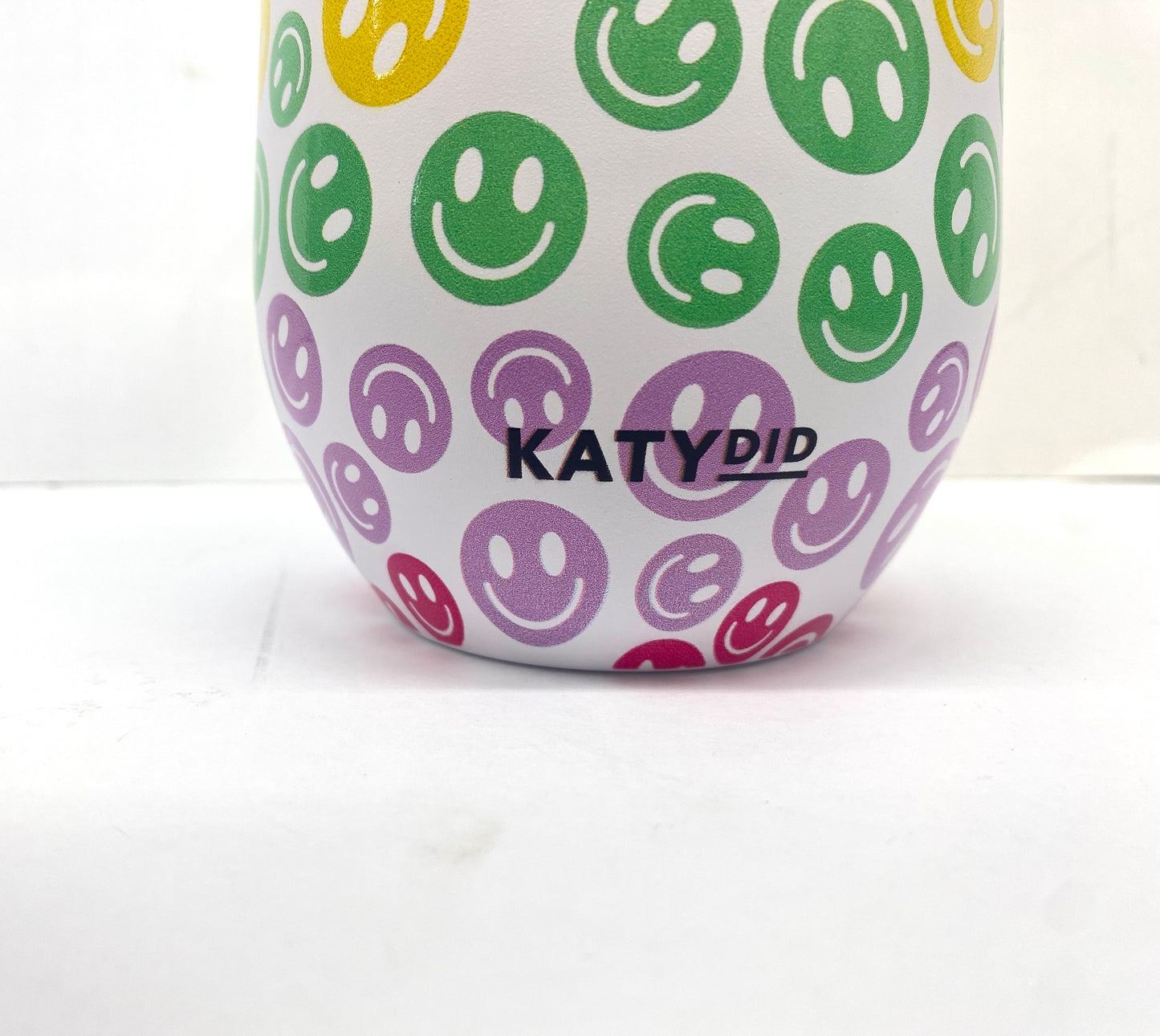 Katydid Pastel Happy Face Stainless Steel Wine Tumbler 12 oz