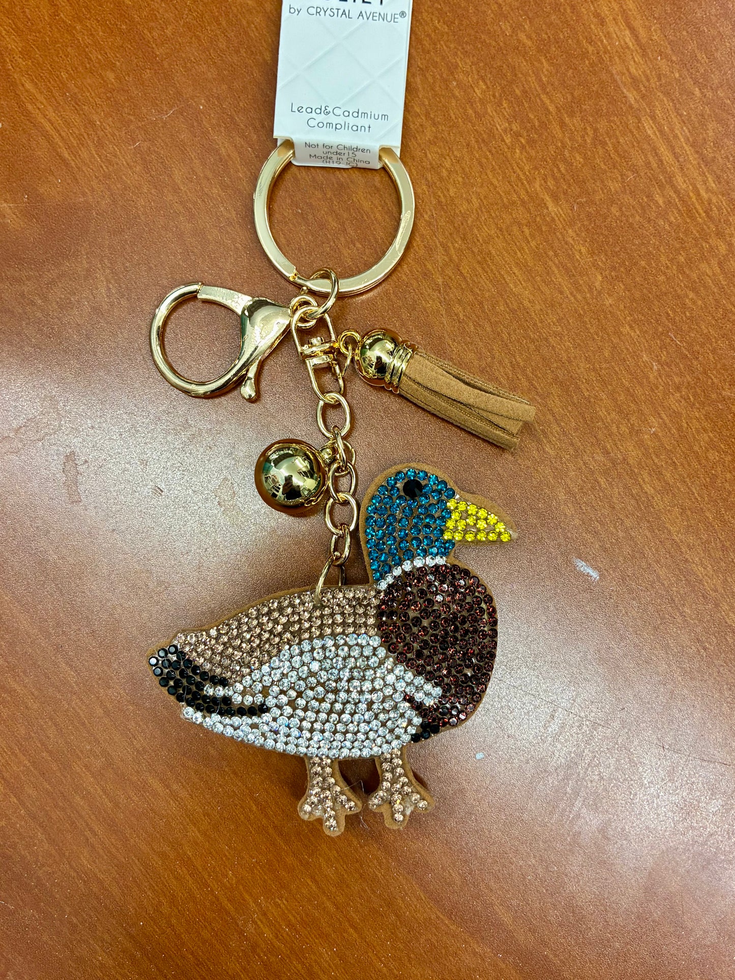 Rhinestone Duck Keychain