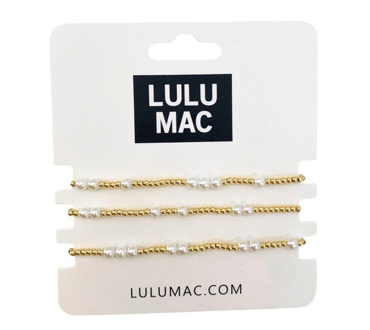 LULU MAC Gold and Pearl 3 Strand Bracelet