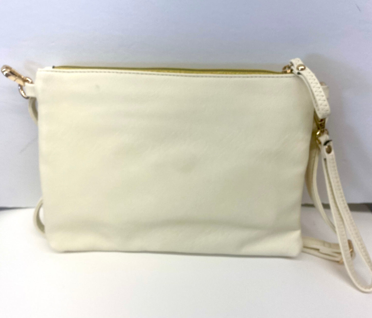 Zip Detail Crossbody/Clutch - White