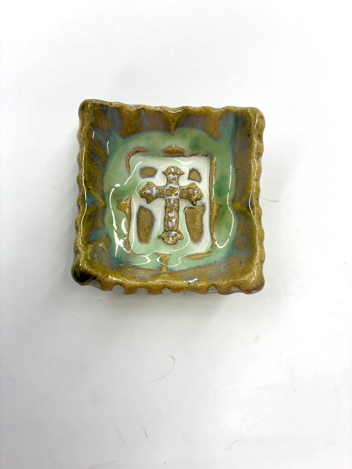 Tiny Square Cross Dish 2.5” - Tab Boren Pottery