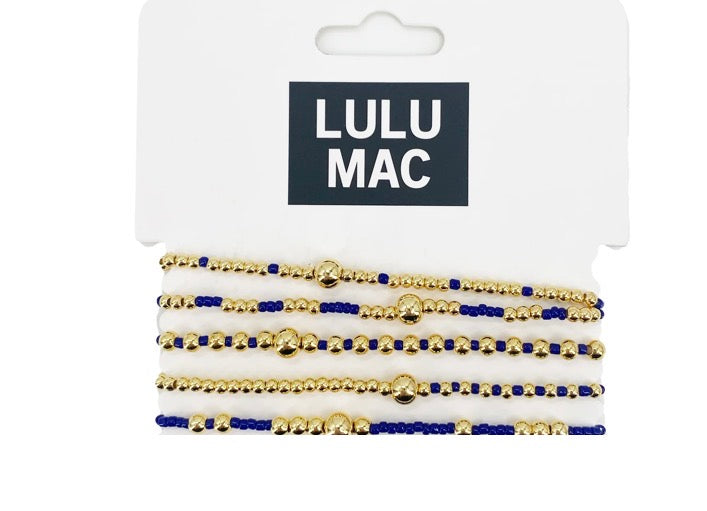 LULU MAC Royal & Gold 5-Strand Bracelets