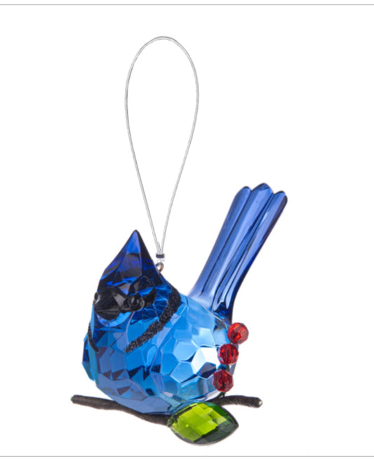 Elegant Berry Blue Jay Ornament - Ganz Crystal Expressions