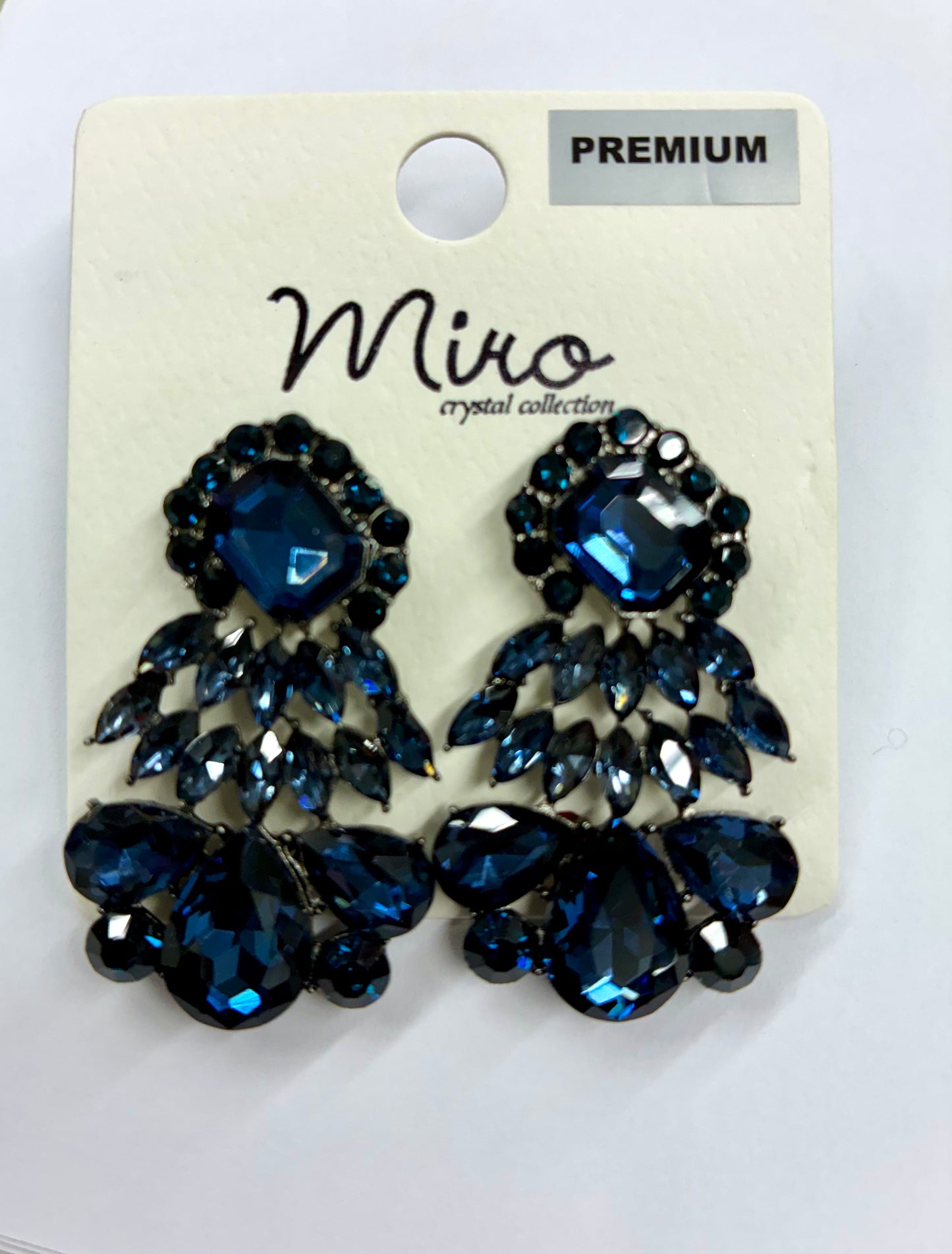 Navy Teardrop Rhinestone Earrings
