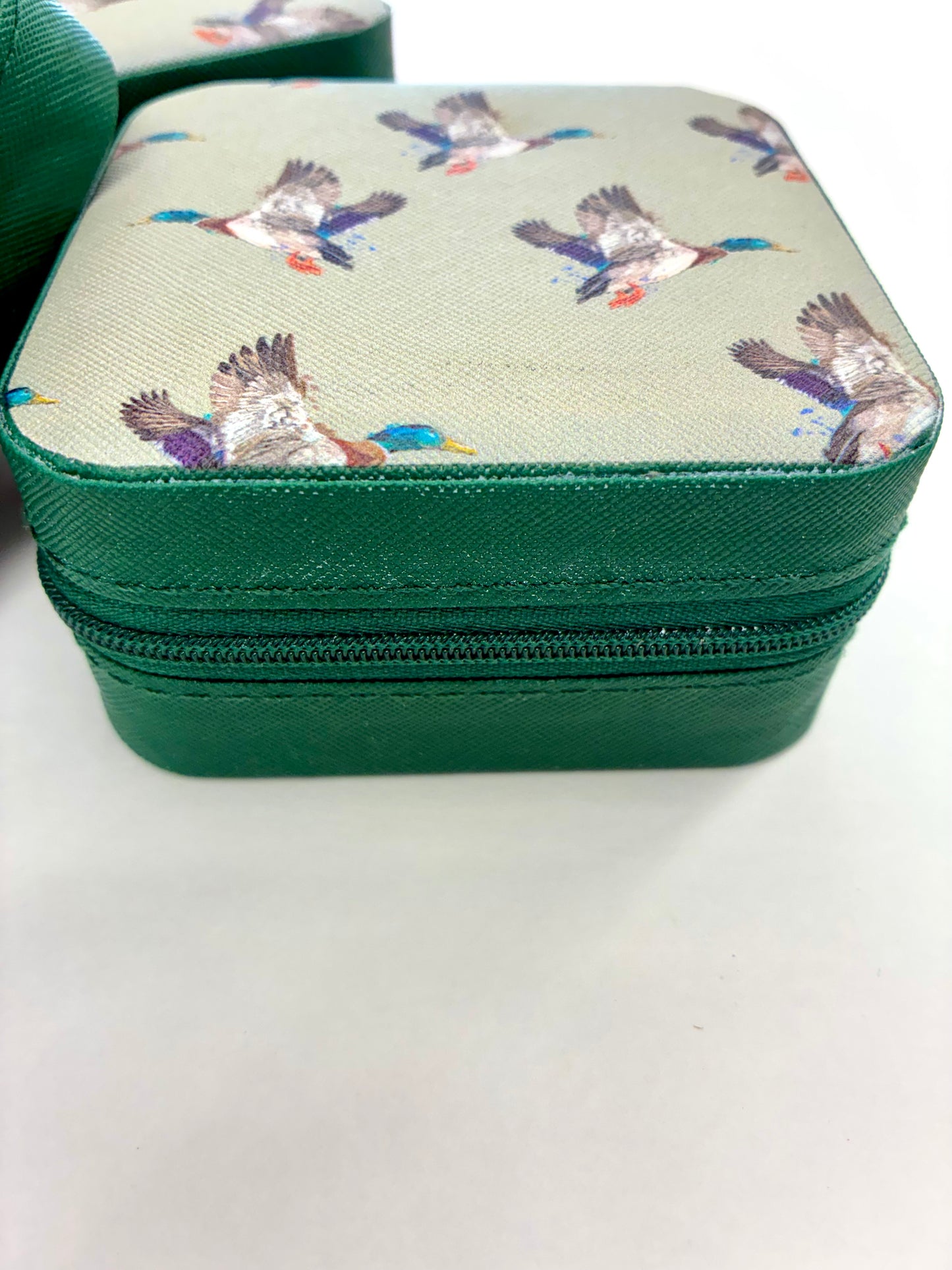 Mallard Duck Square Jewelry Case White & Green