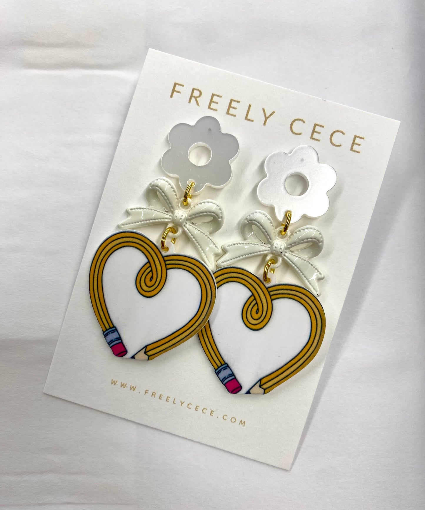 Heart Pencils Teacher Earrings