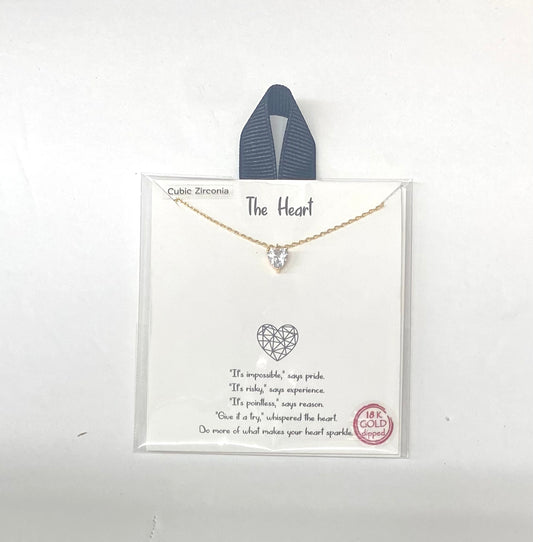 The Heart Cubic Zirconia Pendant with Gold Necklace