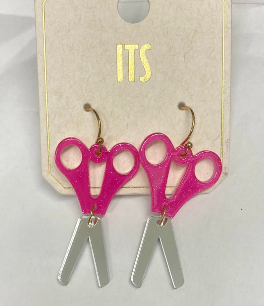 Hot Pink Scissor Earrings