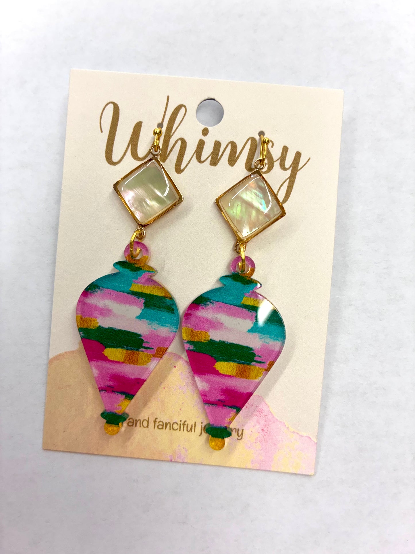 Colorful Ornament Earrings with Opal Stone