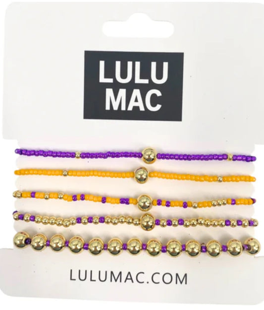 LULU MAC Purple & Yellow 5-Strand Braclets