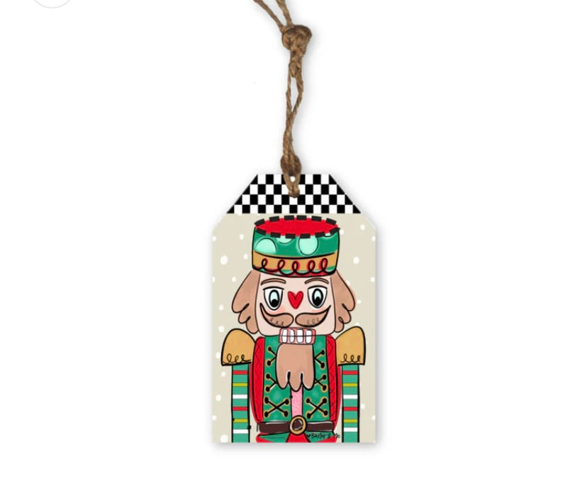 Checkered Nutcracker Gift Tag Ornament- Baxter & Me