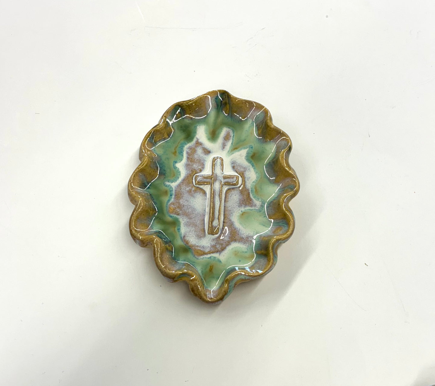 Cross Dish Tab Boren Pottery (small)